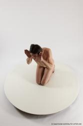 Nude Man White Kneeling poses - ALL Slim Short Brown Kneeling poses - on both knees Multi angles poses Realistic